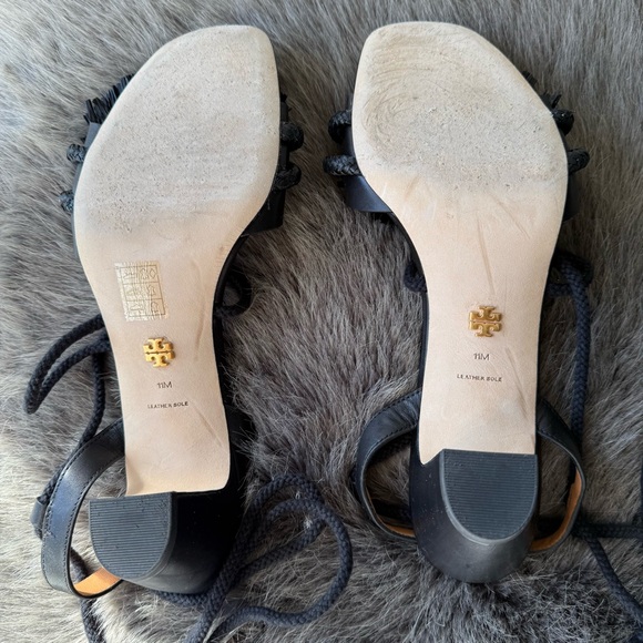 Tory Burch Rope Leather Sandal Size 11 Black - Picture 3 of 6